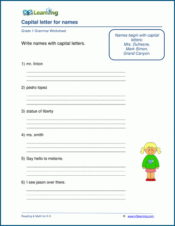 Capitalization Worksheets K5 Learning