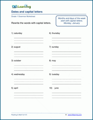 capital letters worksheet