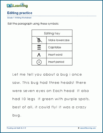 editing symbols for writing