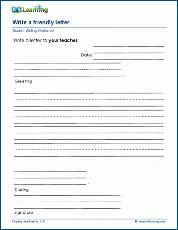 Grade 1 letter writing prompts worksheets