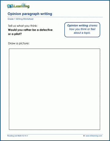 Opinion writing worksheet