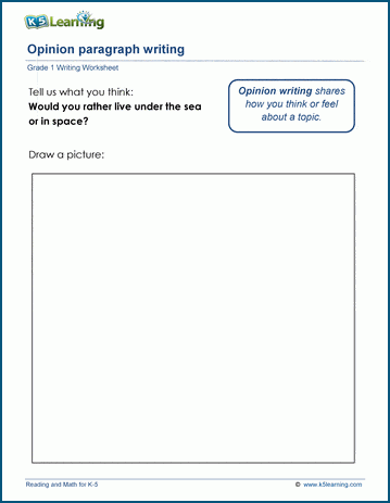 Opinion writing worksheet