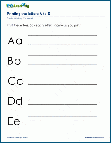 Printing letters worksheets