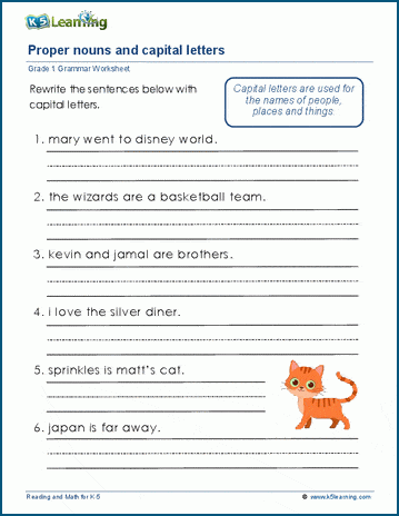 Capital Letters & Proper Nouns Worksheet