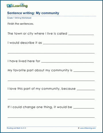 Grade 1 sentence writing prompts