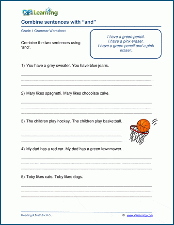 grade 1 sentences worksheets k5 learning