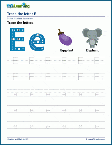 Letter E e Worksheets