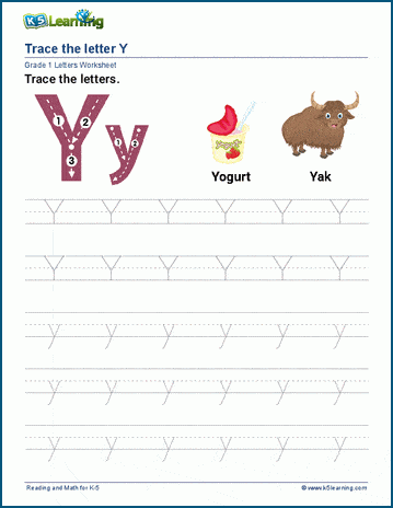 letter y phonics worksheets