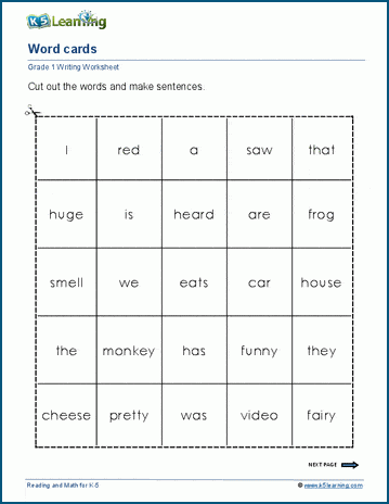 Word Cards Worksheets