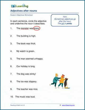 adjectives worksheet for grade 2