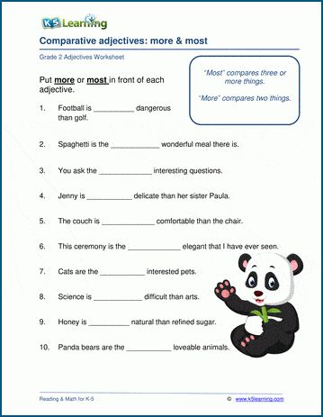 Second Grade Worksheet On Adjectives