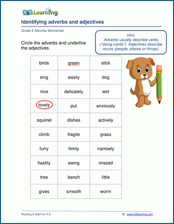 adverb list for kids