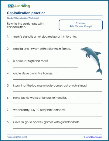 Capitalization mixed practice worksheet