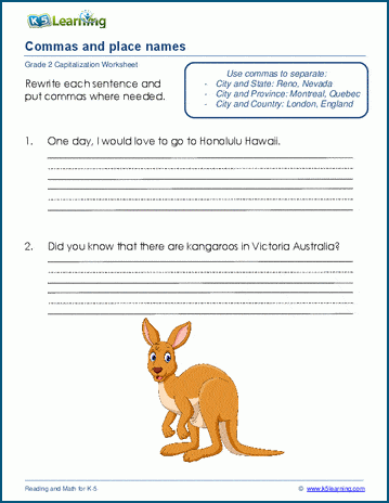 Separating City and State Worksheet