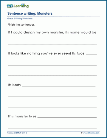 Sentence writing worksheet