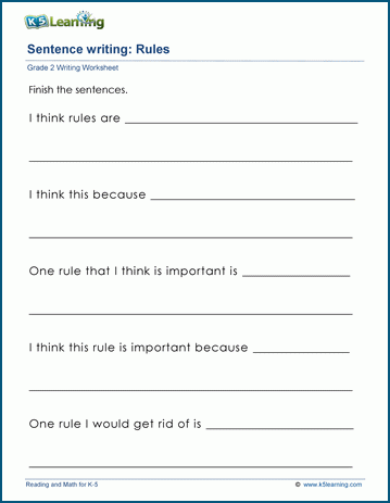 Sentence writing worksheet