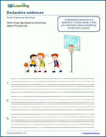 Declarative sentences worksheets