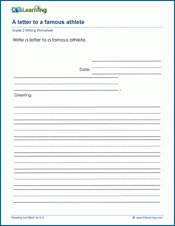 Letter writing prompts worksheet