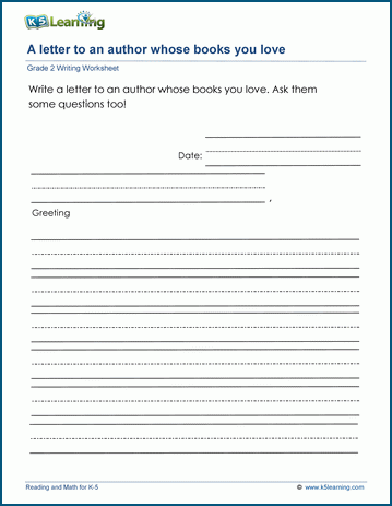 Letter writing prompts worksheet