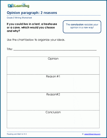 Opinion paragraph writing worksheet 