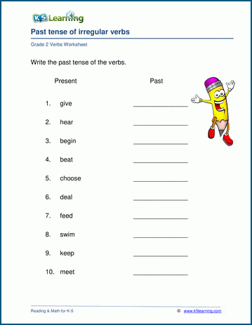 irregular past tense verbs worksheet with pictures