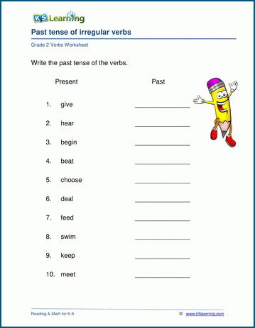 writing irregular verbs worksheets k5 learning