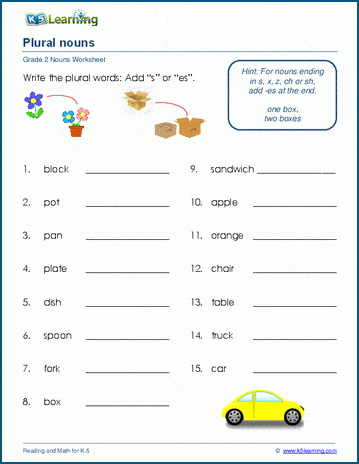 plural nouns worksheets for grade 2 k5 learning