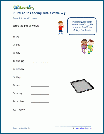 Plural Nouns Ending In Y Worksheet