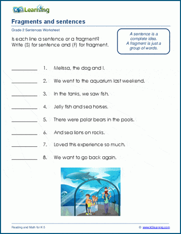 Writing Sentences Worksheets for Grade 2 Students