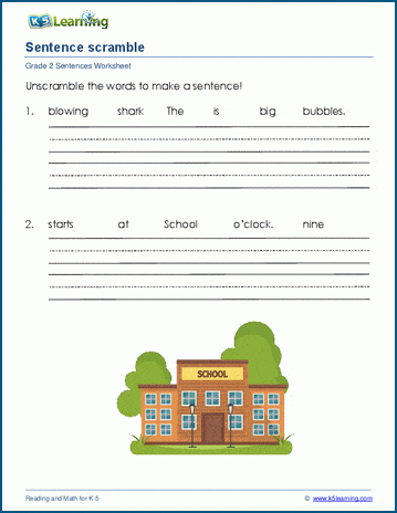 Grade 2 Sentences Worksheets