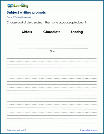 Subject writing prompts worksheet