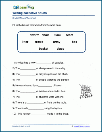 Writing Collective Nouns Worksheets K5 Learning