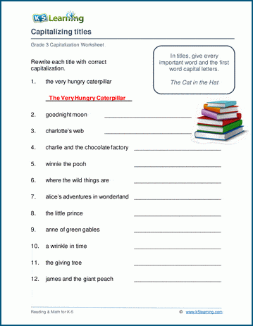 Grade 3 Capitalization Worksheets K5 Learning