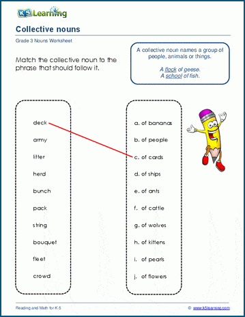 collective nouns worksheets for grade 3 k5 learning