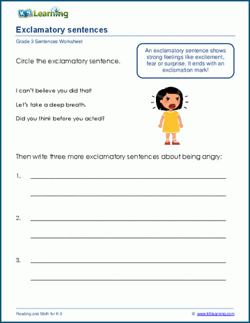 Exclamatory sentences worksheet