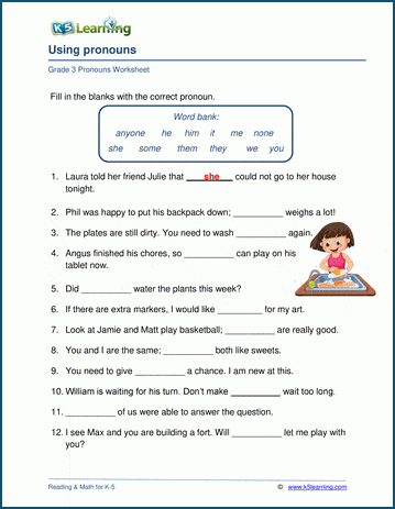 pronouns worksheets