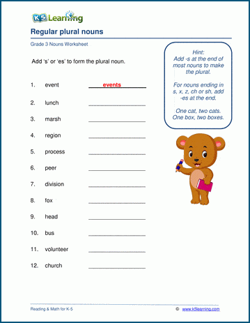 "Plural of Nouns Worksheet": Khám Phá Bí Mật Của Danh Từ Số Nhiều Qua Bài Tập Thực Hành!