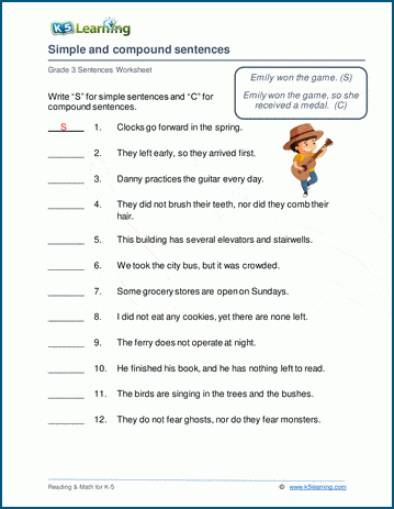 Fourth Grade Grammar: Compound Sentences and Coordinating