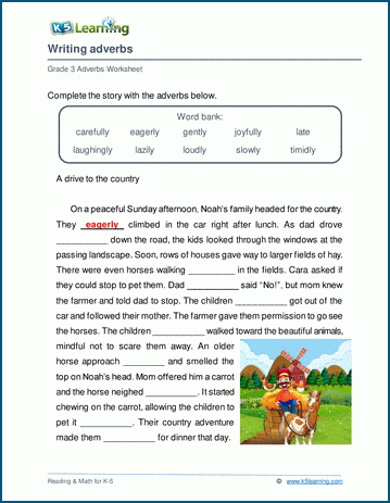 adverb assignment for class 3