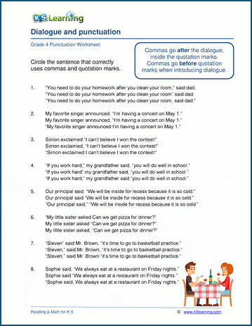 Dialogue and quotation marks worksheets | K5 Learning