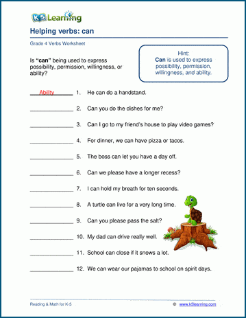 35 helping verbs worksheet 4th grade worksheet resource