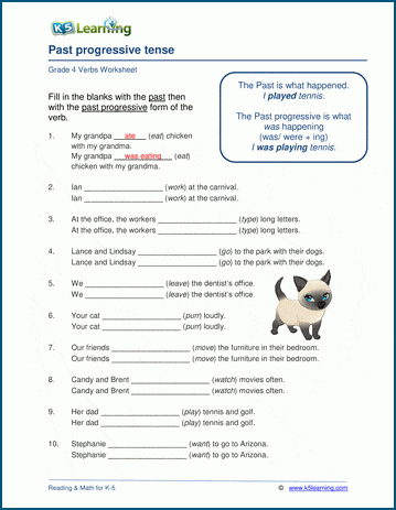 past progressive tense worksheets k5 learning