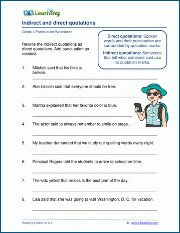 Grade 4 Punctuation Worksheets | K5 Learning