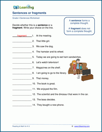 sentence fragment english meaning