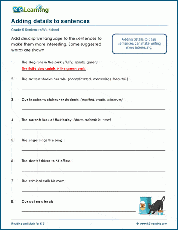 story writing worksheets for grade 5