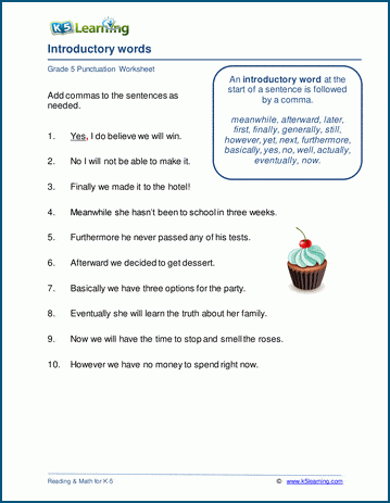 Grade 7 English Test  Grammar and Punctuation Practise