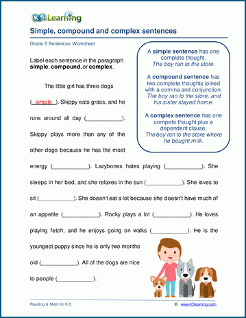 Sentence Types Worksheet Simple Compound Complex