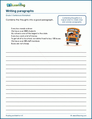 Writing paragraphs worksheets | K5 Learning