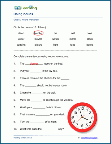 Using nouns worksheets for grade 2 | K5 Learning