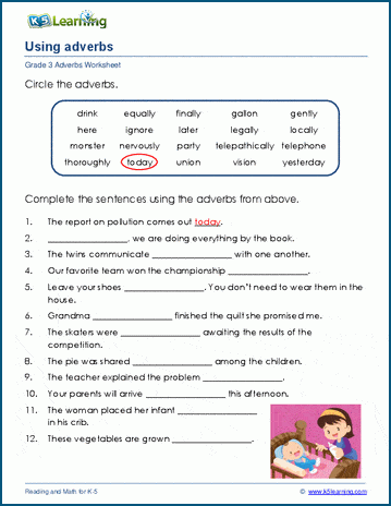 using adverbs worksheets for grade 3 k5 learning